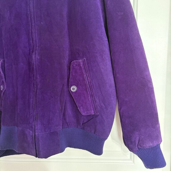 Vintage Purple Suede Leather Bomber Jacket from Korea Women’s Size Medium - Picture 4 of 6